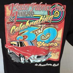 Auto Fabrics J & J Inc 30th Anniversary Men's Large T-Shirt Downtown Rialto